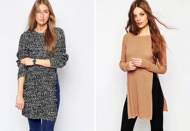 длинный свитер с разрезами по бокам