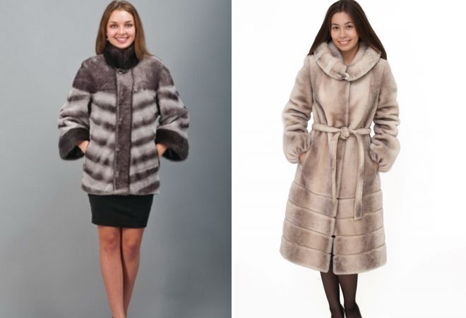 мутоновая шуба поперечка с капюшоном