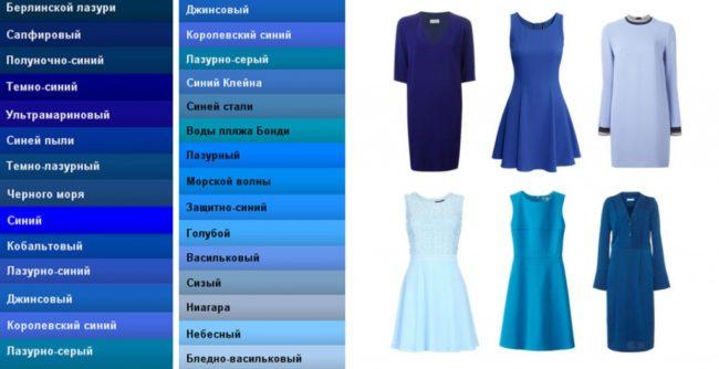 оттенки синего