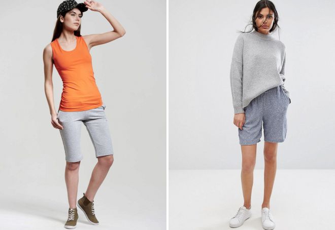 женские длинные трикотажные шорты